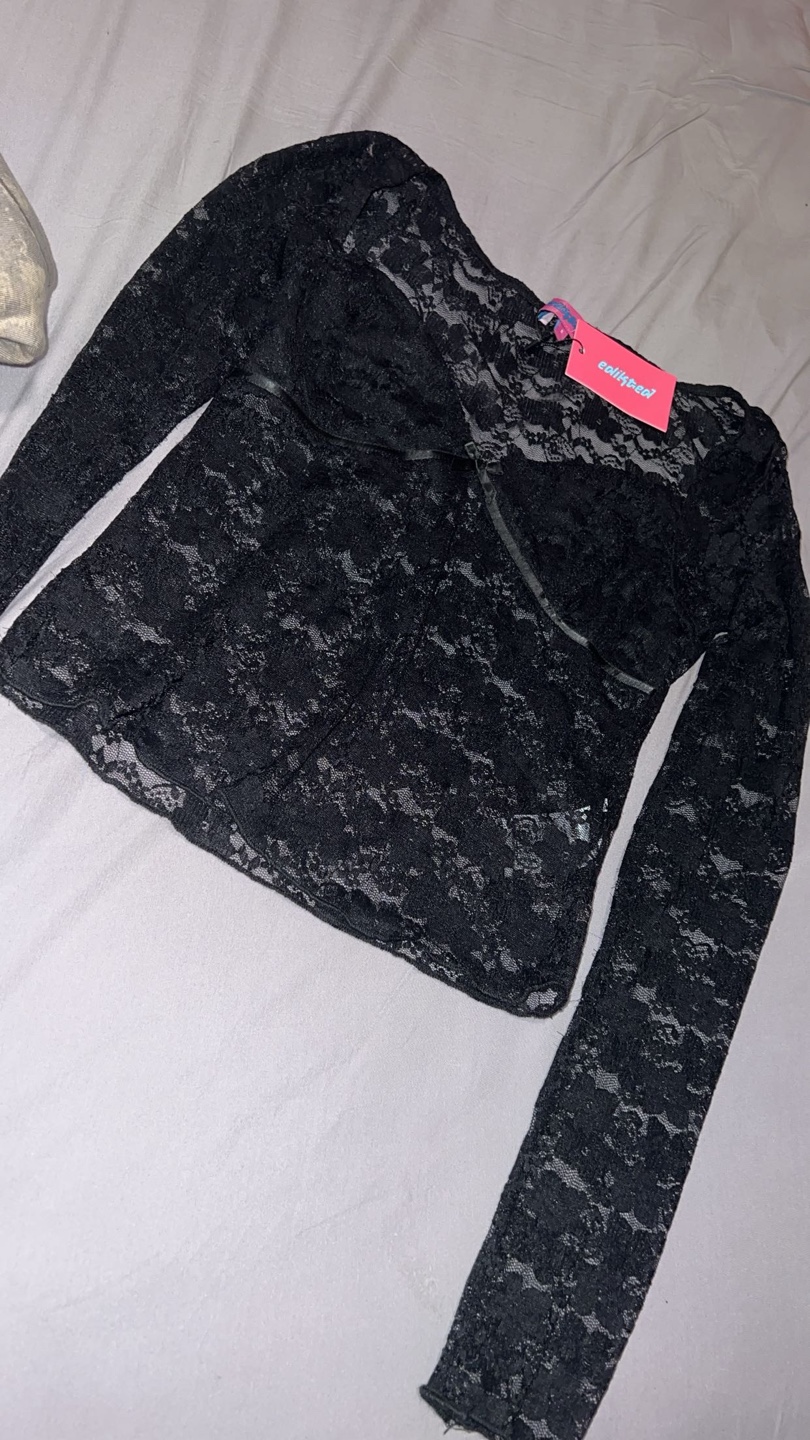 Edikted Black Lace Long Sleeve Top - photo 3