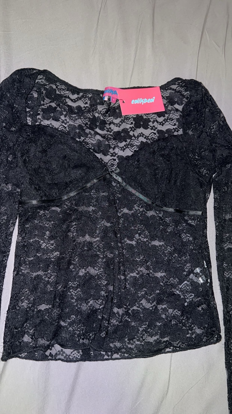 Edikted Black Lace Long Sleeve Top - photo 2