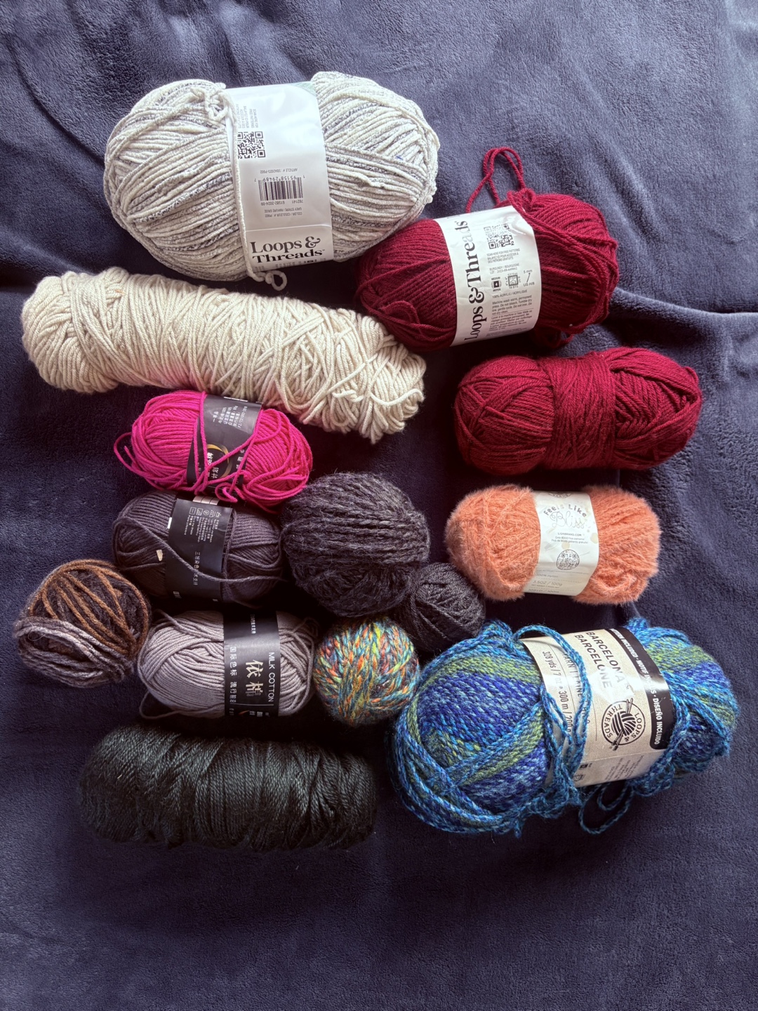 Yarn Lot - Loops & Threads, Milk Cotton, Barcelona