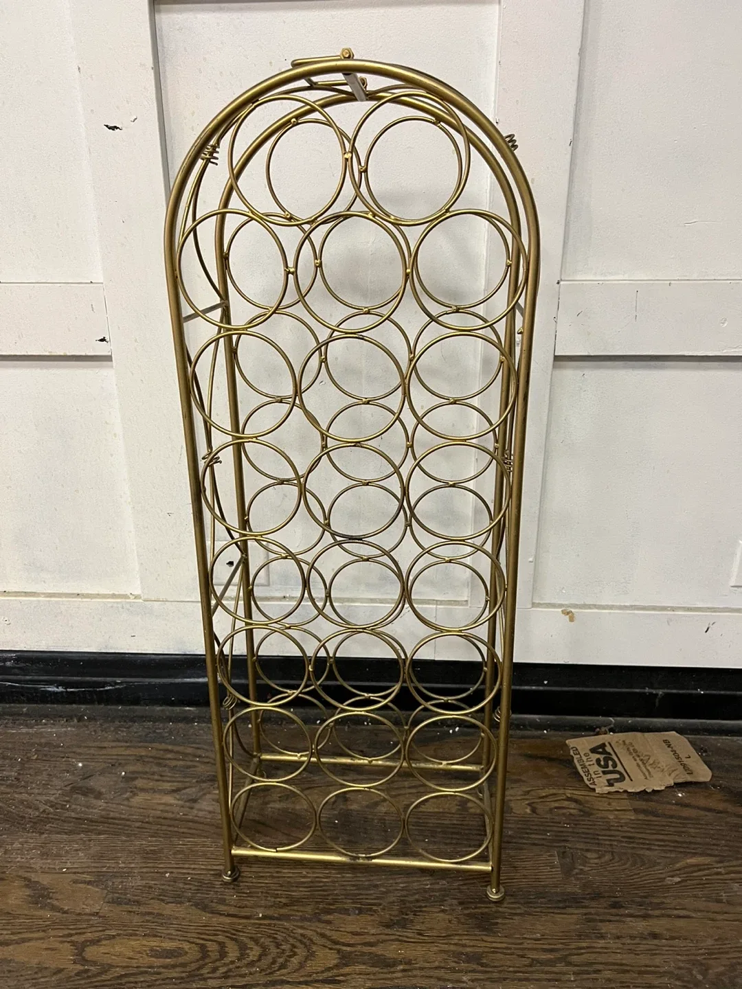 Gold Metal Wine Rack - Holds 23 Bottles