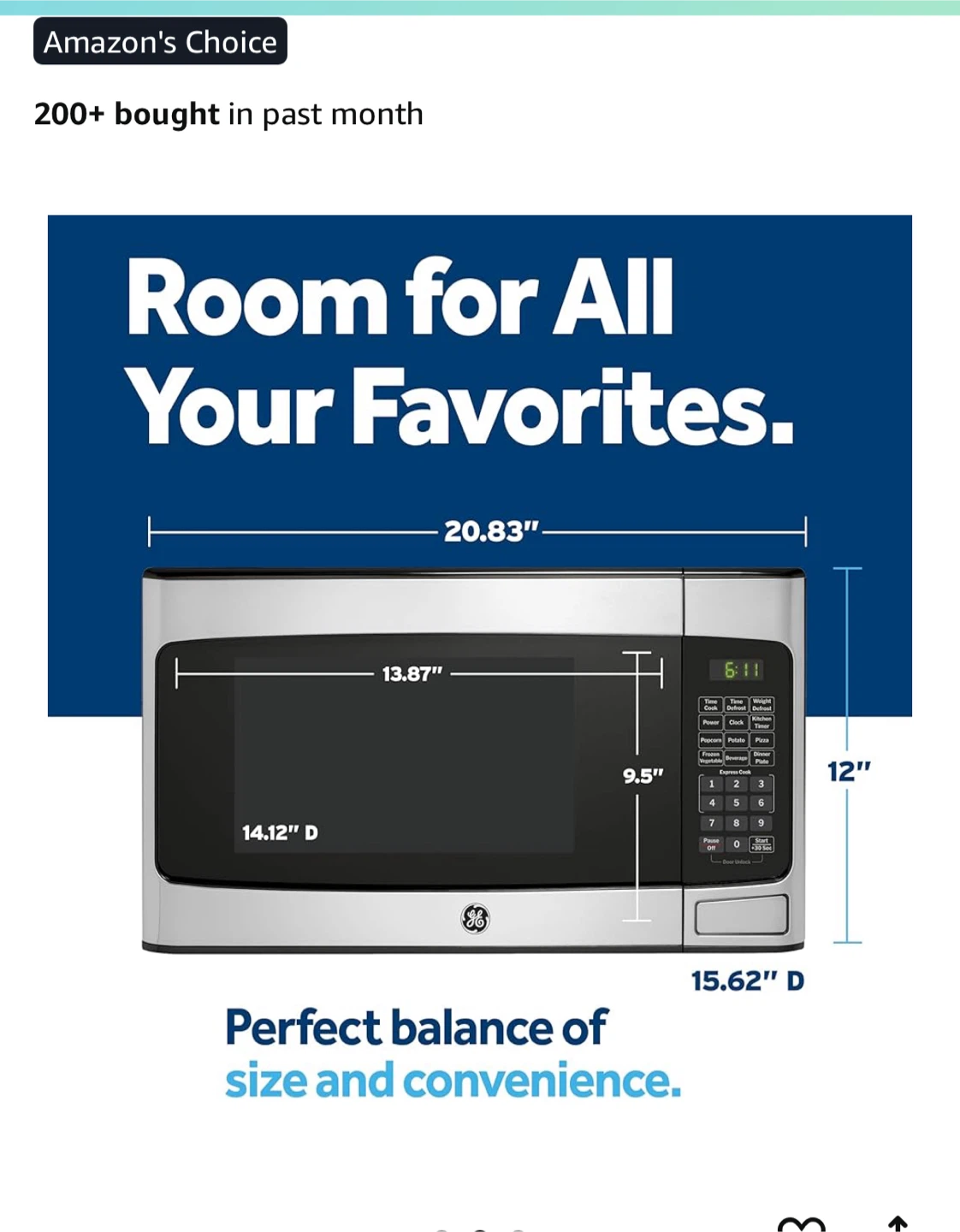 GE 1.1 Cu Ft Countertop Microwave Oven - New - photo 3