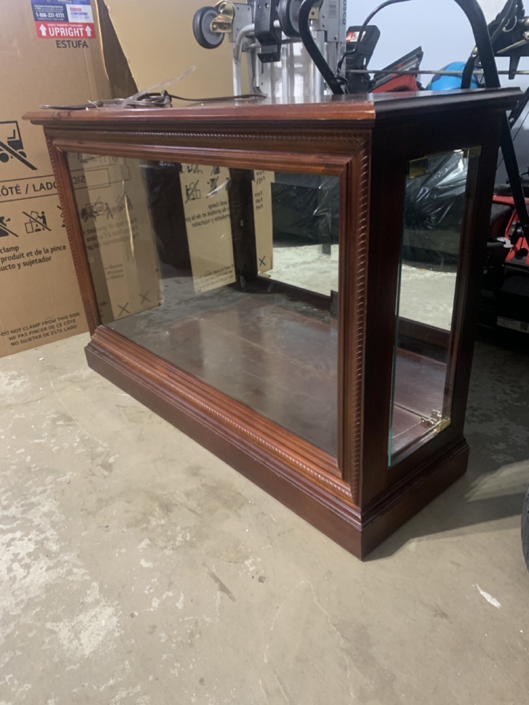 Display Cabinet - Dark Brown Wood & Glass