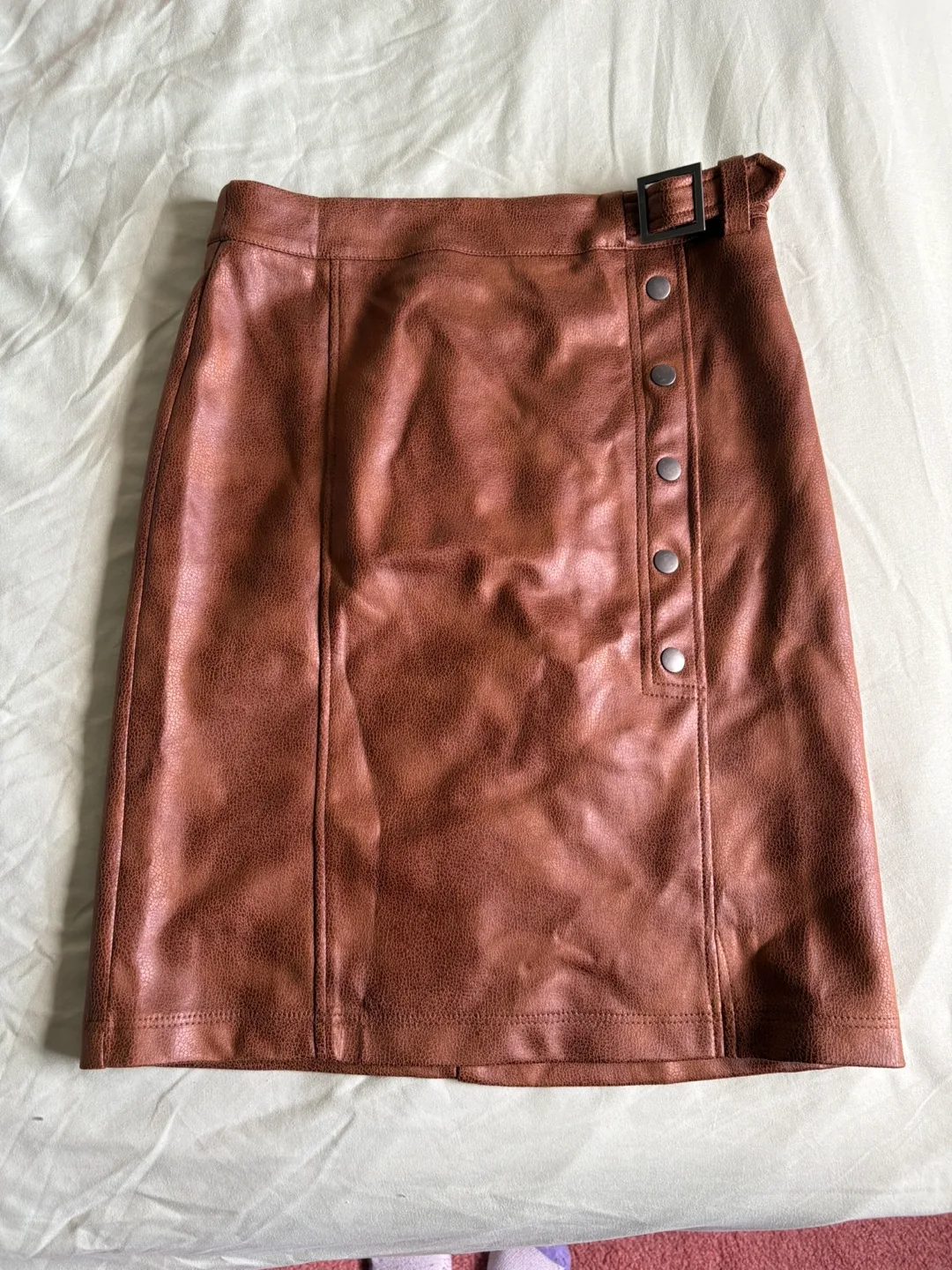 GG Jeans Brown Faux Leather Skirt - Size Small thumbnail