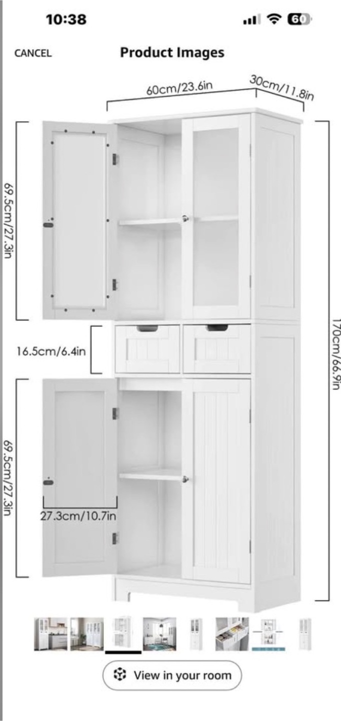 HORSTOR 67" Tall Storage Cabinet - White - photo 2