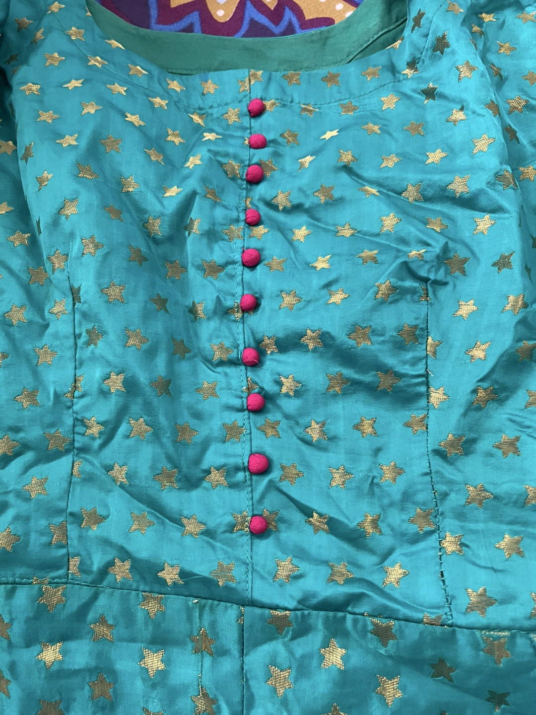 Teal & Gold Star Patterned Dress - photo 4