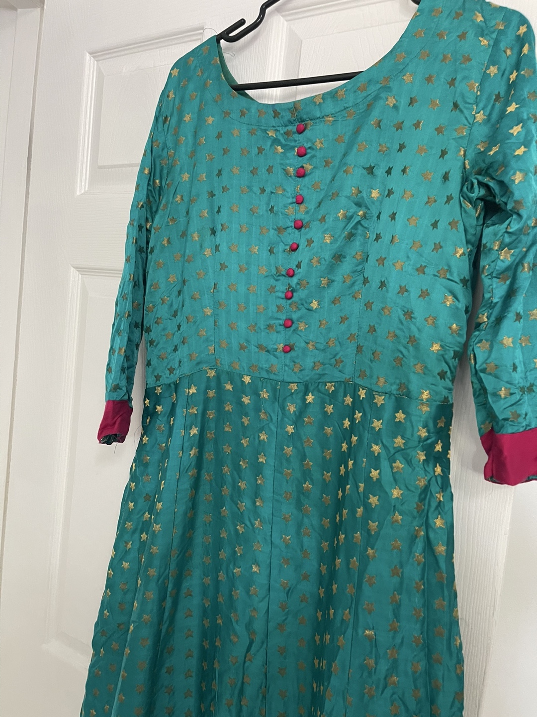 Teal & Gold Star Patterned Dress