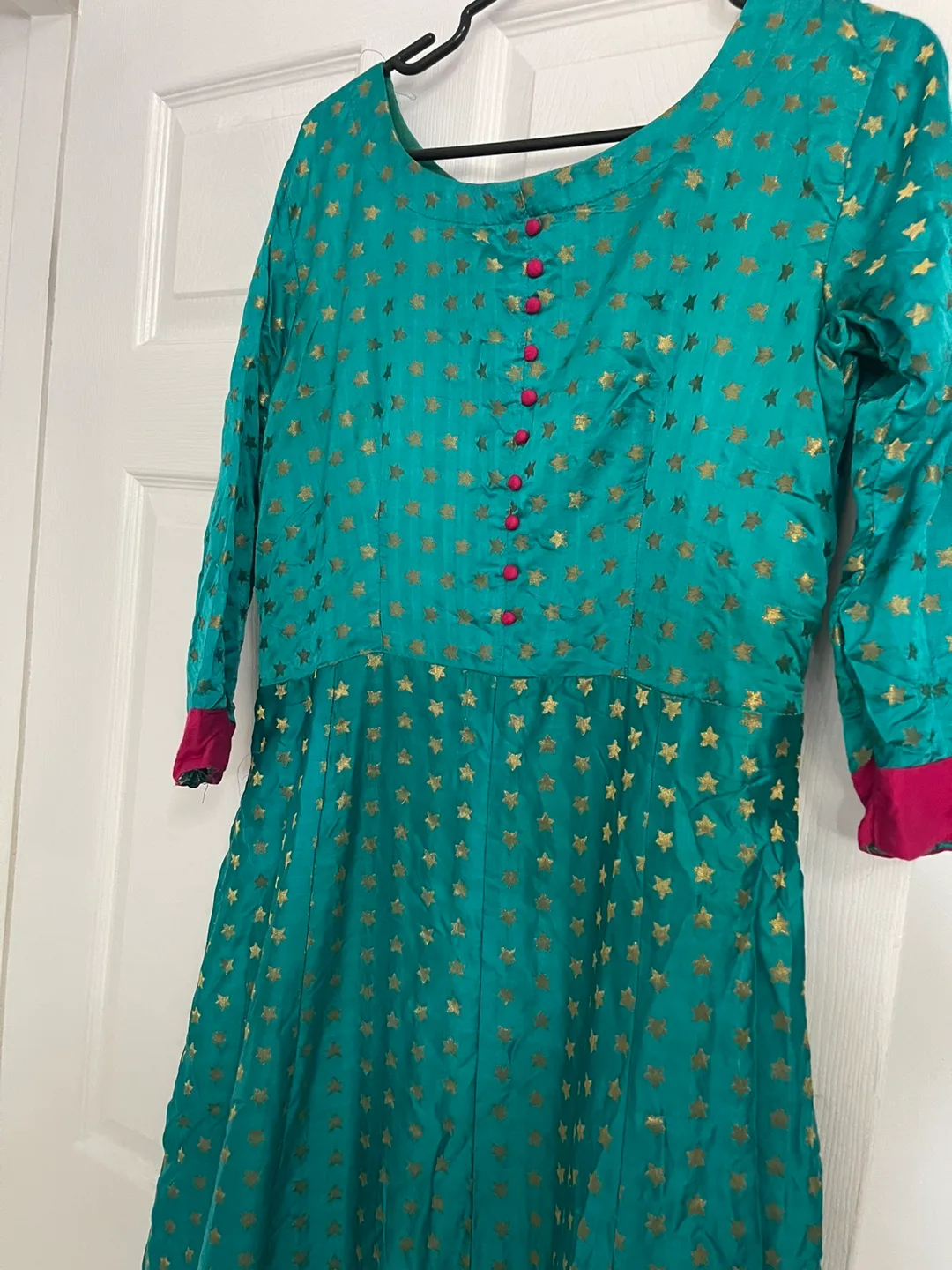 Teal & Gold Star Patterned Dress thumbnail