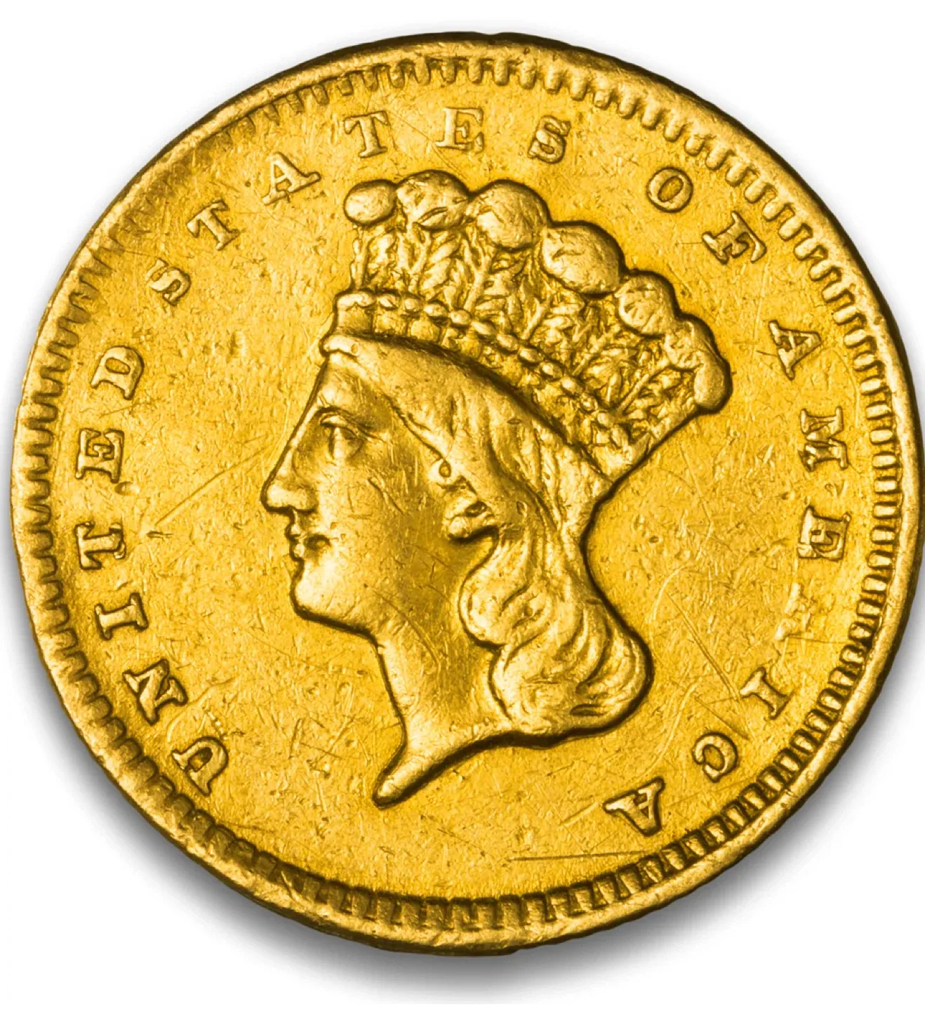 1856 “slanted 5” 1 Dollar Gold Coin thumbnail