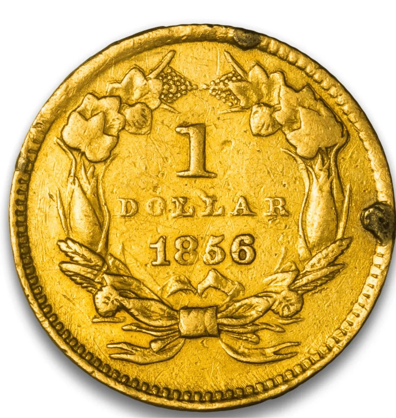 1856 “slanted 5” 1 Dollar Gold Coin image indicator(2)