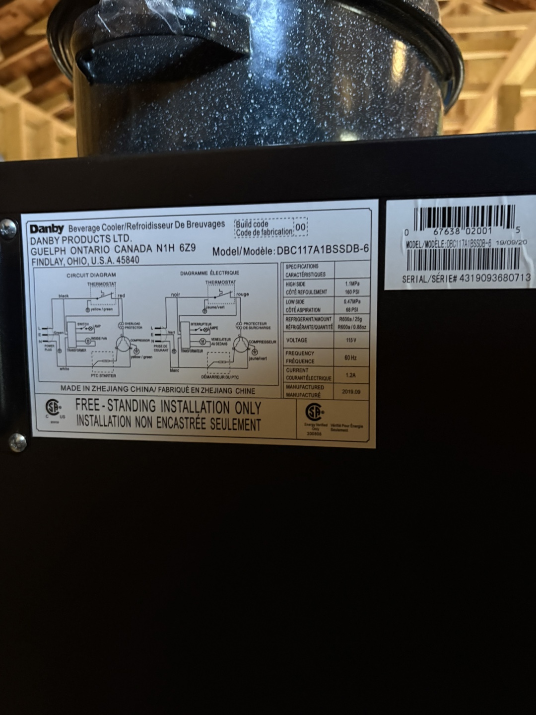 Danby Beverage Cooler DBC117A1BSSDB-6