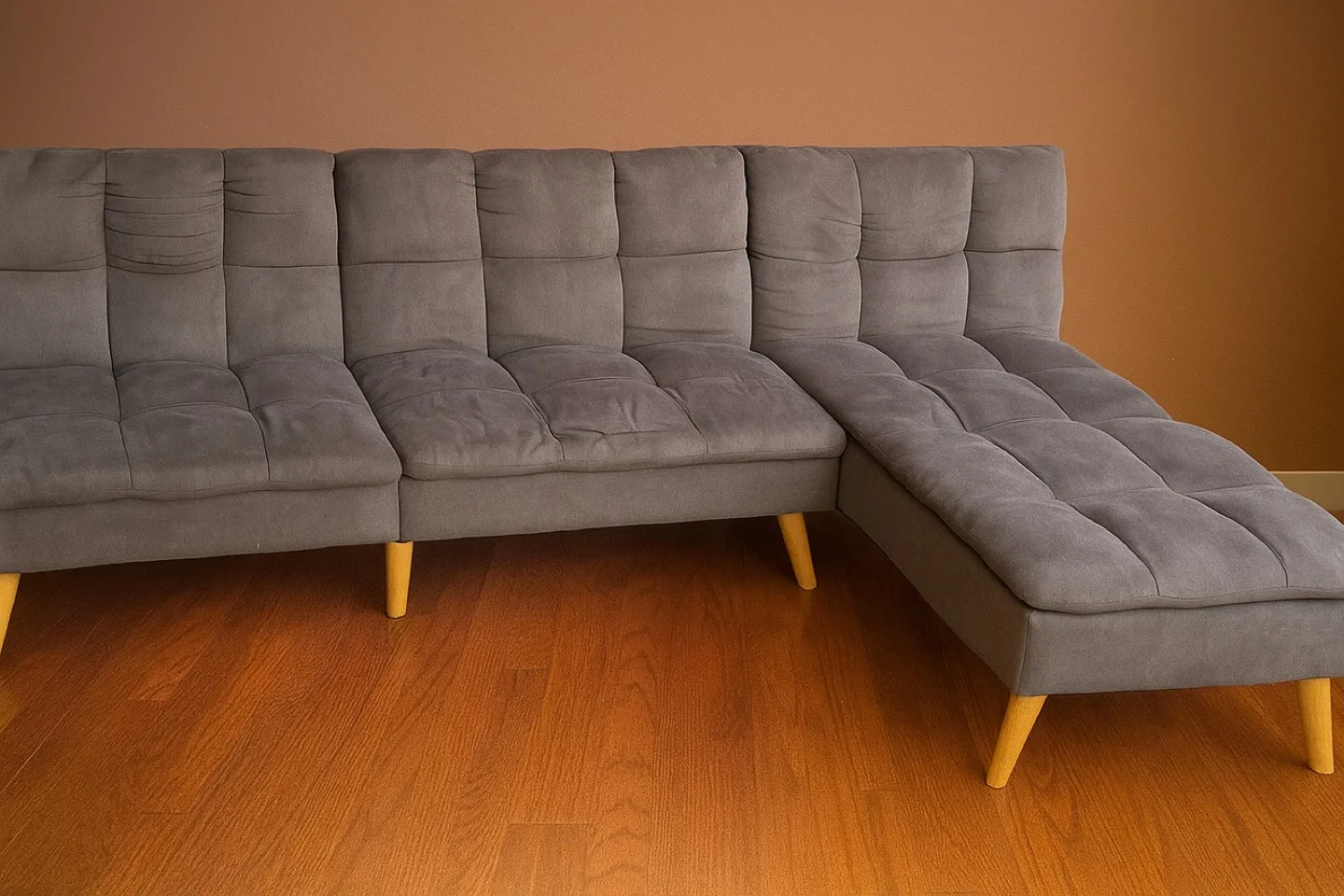 Gray sectional with adjustable headrest. Free local delivery image indicator(4)