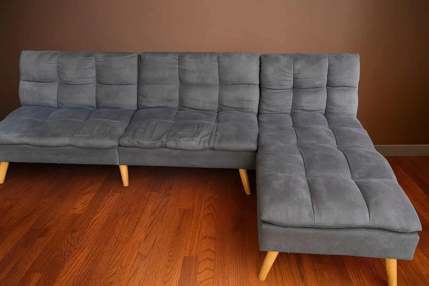 Gray sectional with adjustable headrest. Free local delivery image indicator(5)