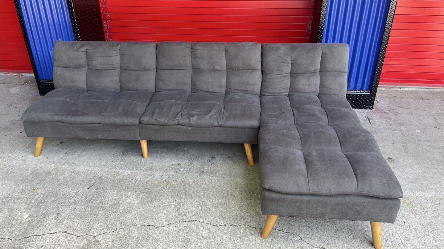 Gray sectional with adjustable headrest. Free local delivery