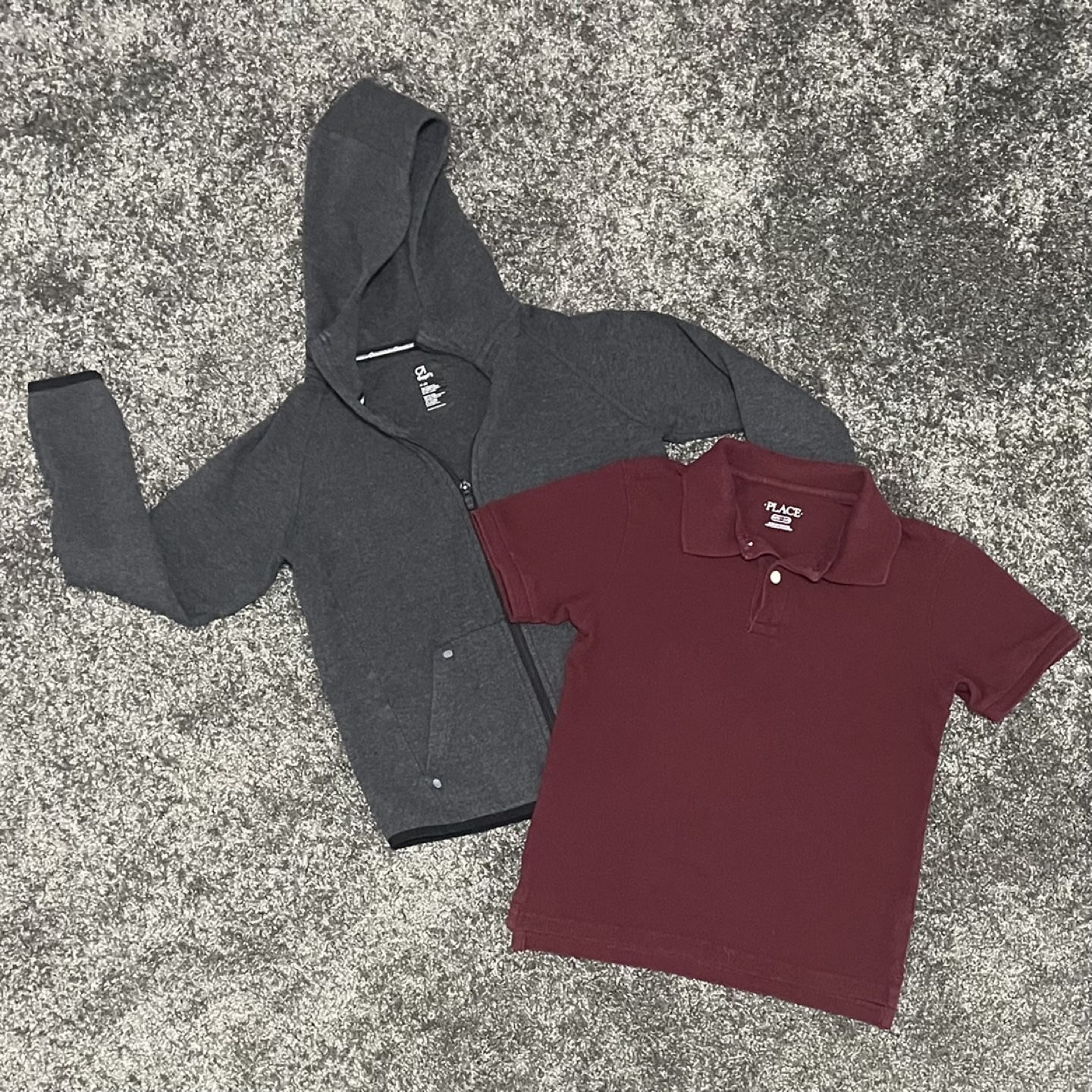 Children's Place Maroon Polo Shirt & GapFit Tech Hoodie Set