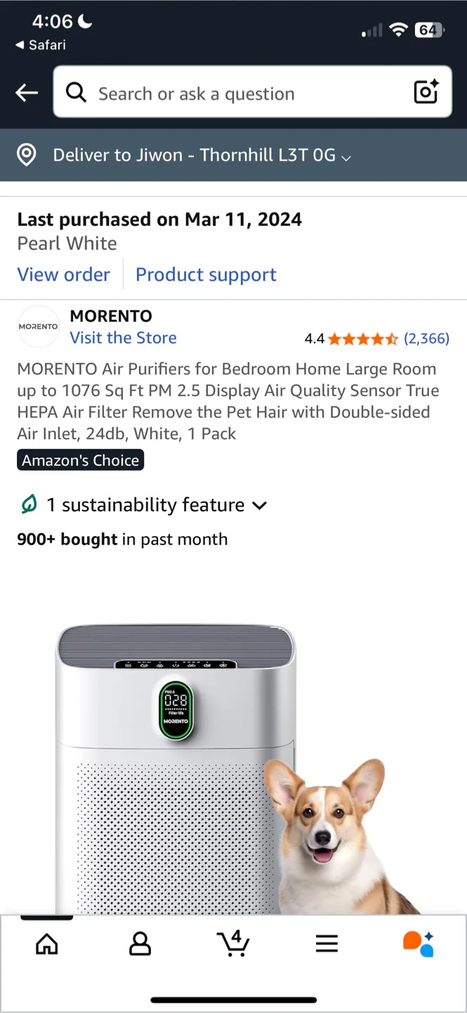 MORENTO Air Purifier - Pearl White thumbnail