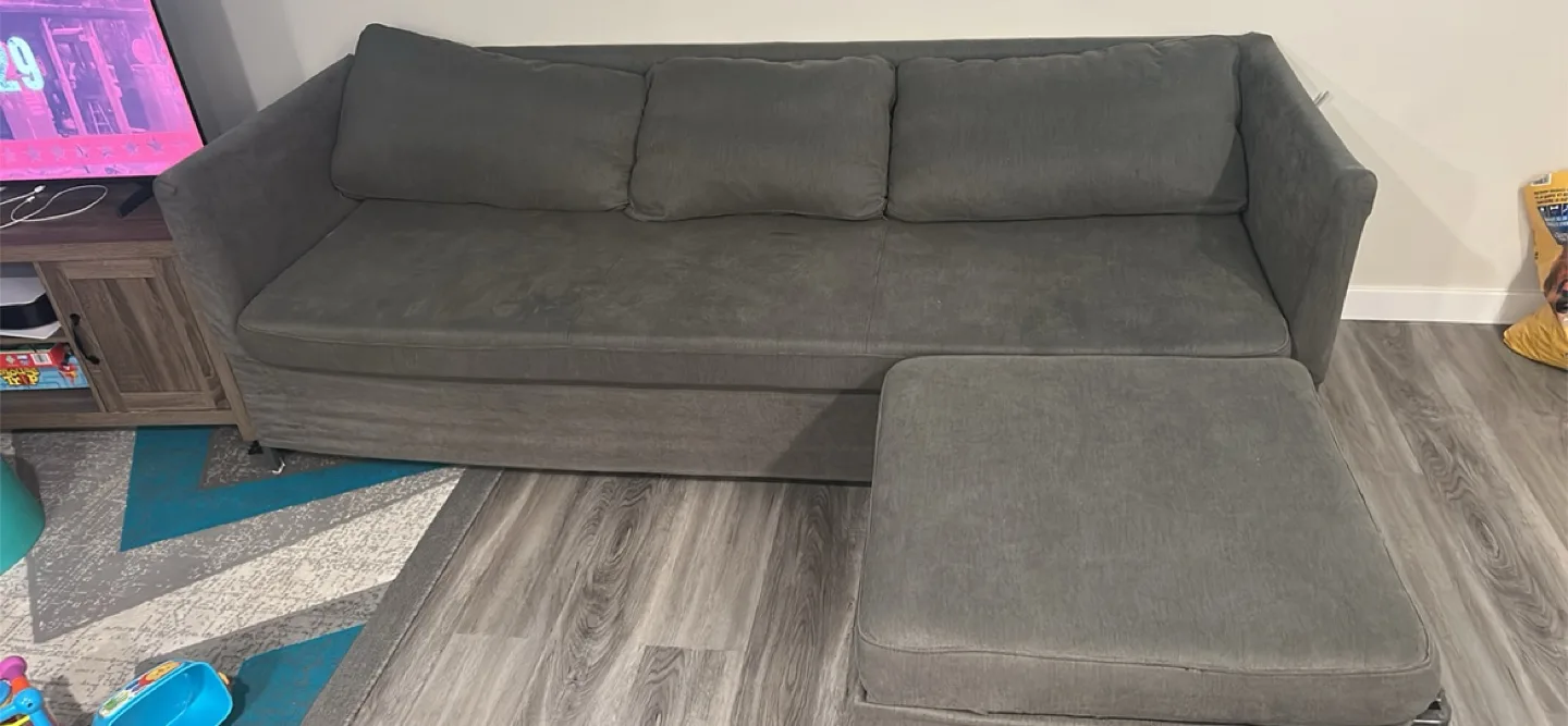 Grey Sofa with Ottoman thumbnail