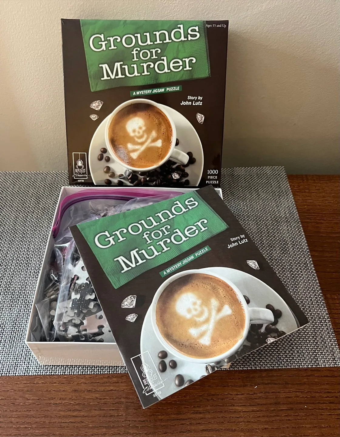 1,000 Piece Jigsaw Puzzle Mystery - “Grounds for Murder” thumbnail