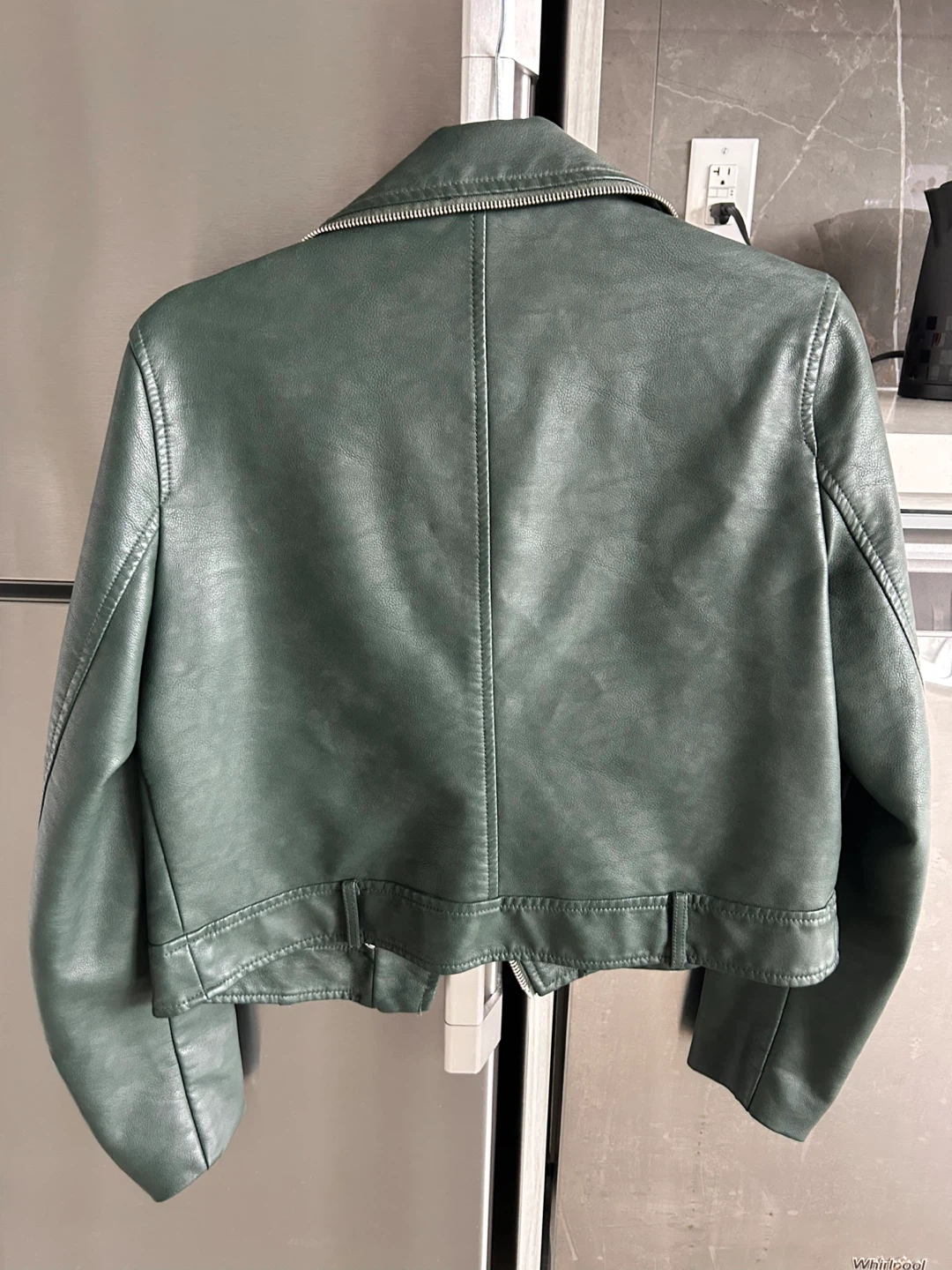 Zara Basic Green Faux Leather Biker Jacket - L - photo 2