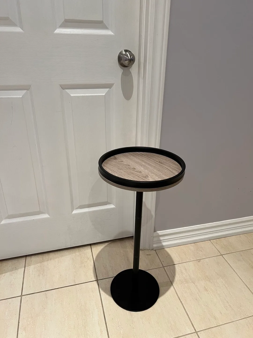 Round Accent Table - Black and Wood Finish thumbnail