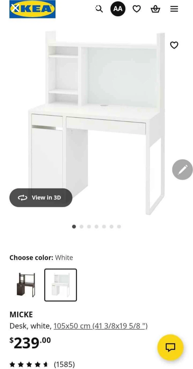 IKEA MICKE Desk with Hutch - White - photo 2