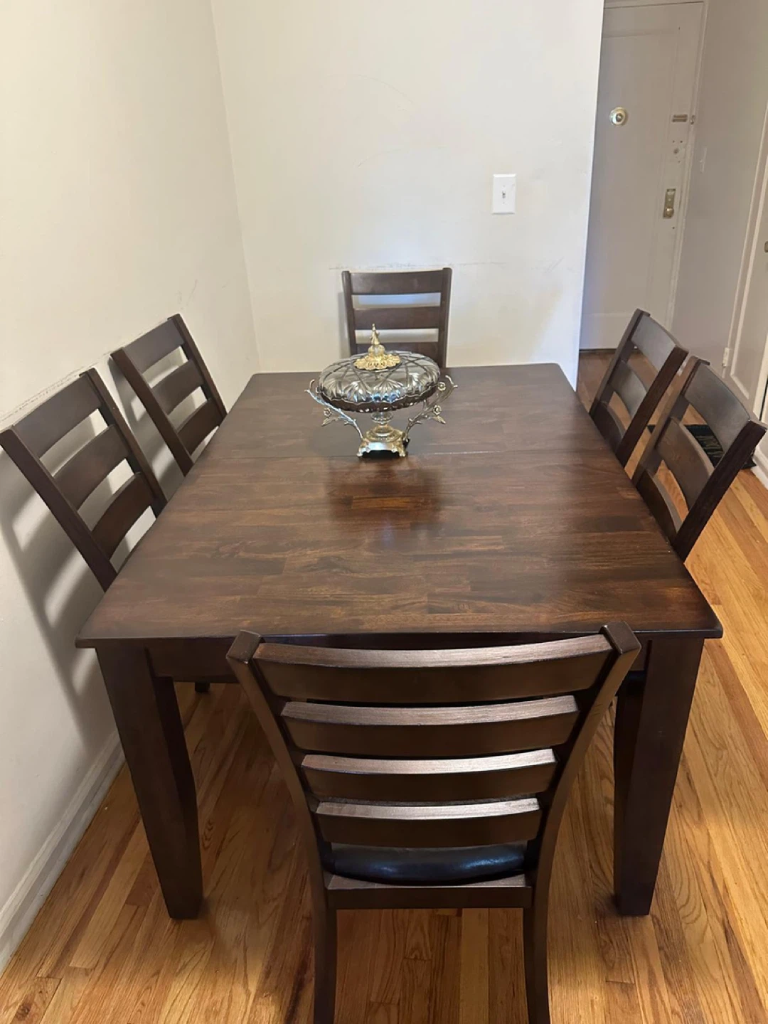Dark Wood Dining Table with 6 Chairs