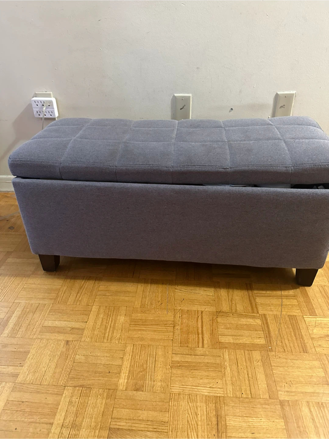 Grey Storage Ottoman Bench