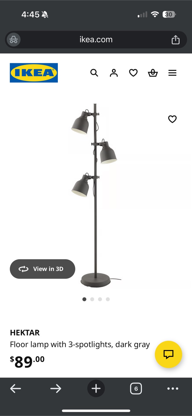 IKEA Hektar Floor Lamp - 3 Spotlights, Dark Gray