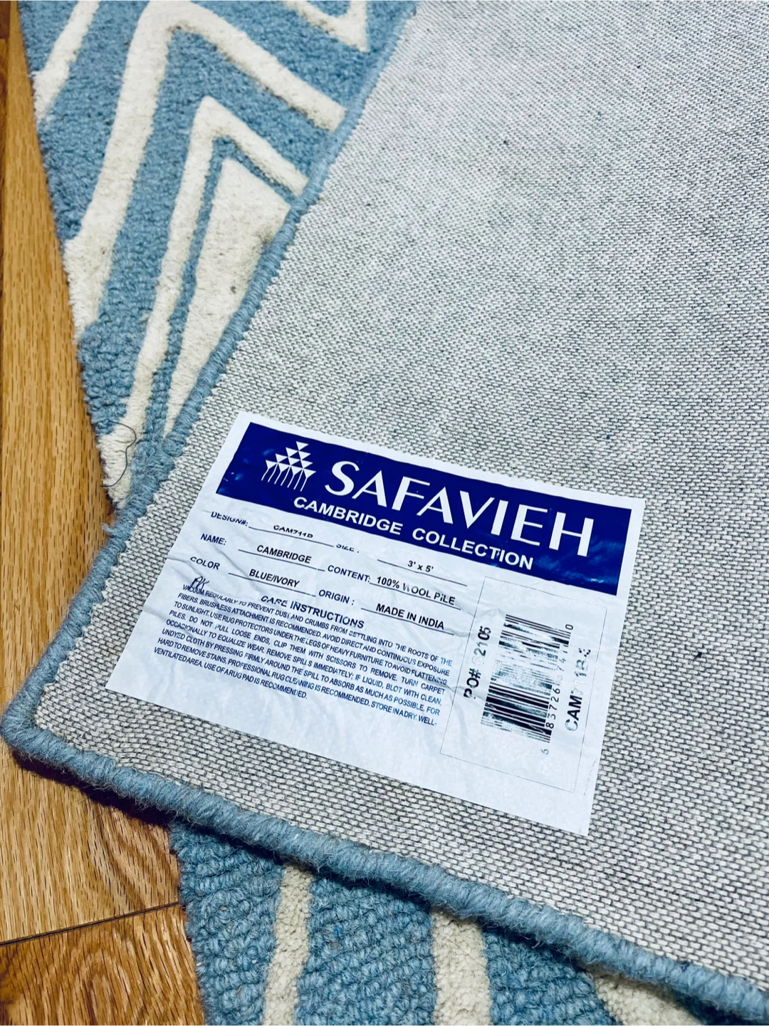 Chevron Wool Rug - 3' x 5' Blue/Ivory - photo 2