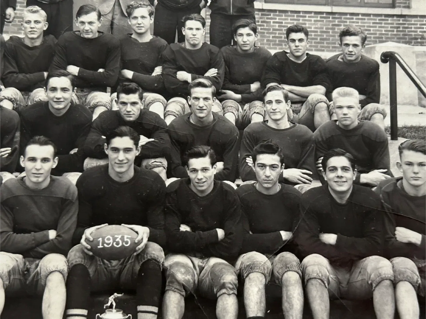 1935 Football team jock college men photo trophy vintage sports thumbnail