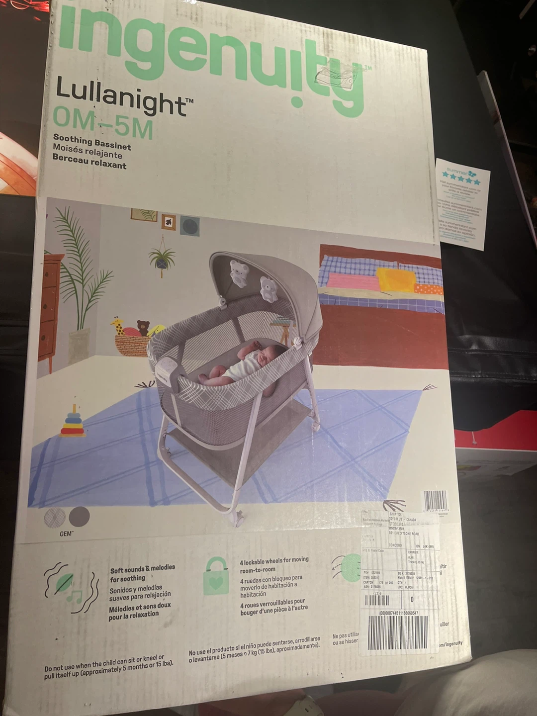 Ingenuity Lullanight Soothing Bassinet (0-5M)