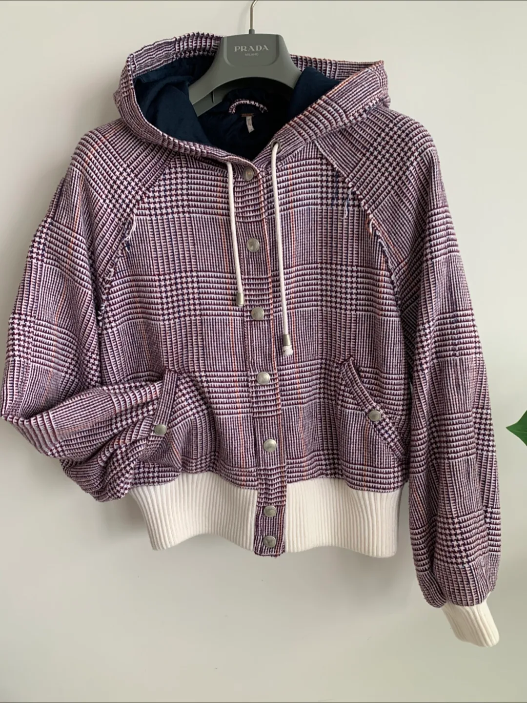 🩶 “Free People” Fabian Plaid Hooded Bomber Jacket image indicator(4)