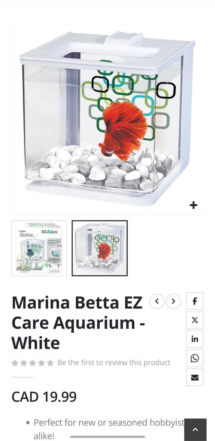 Marina Betta EZ Care Aquarium - White