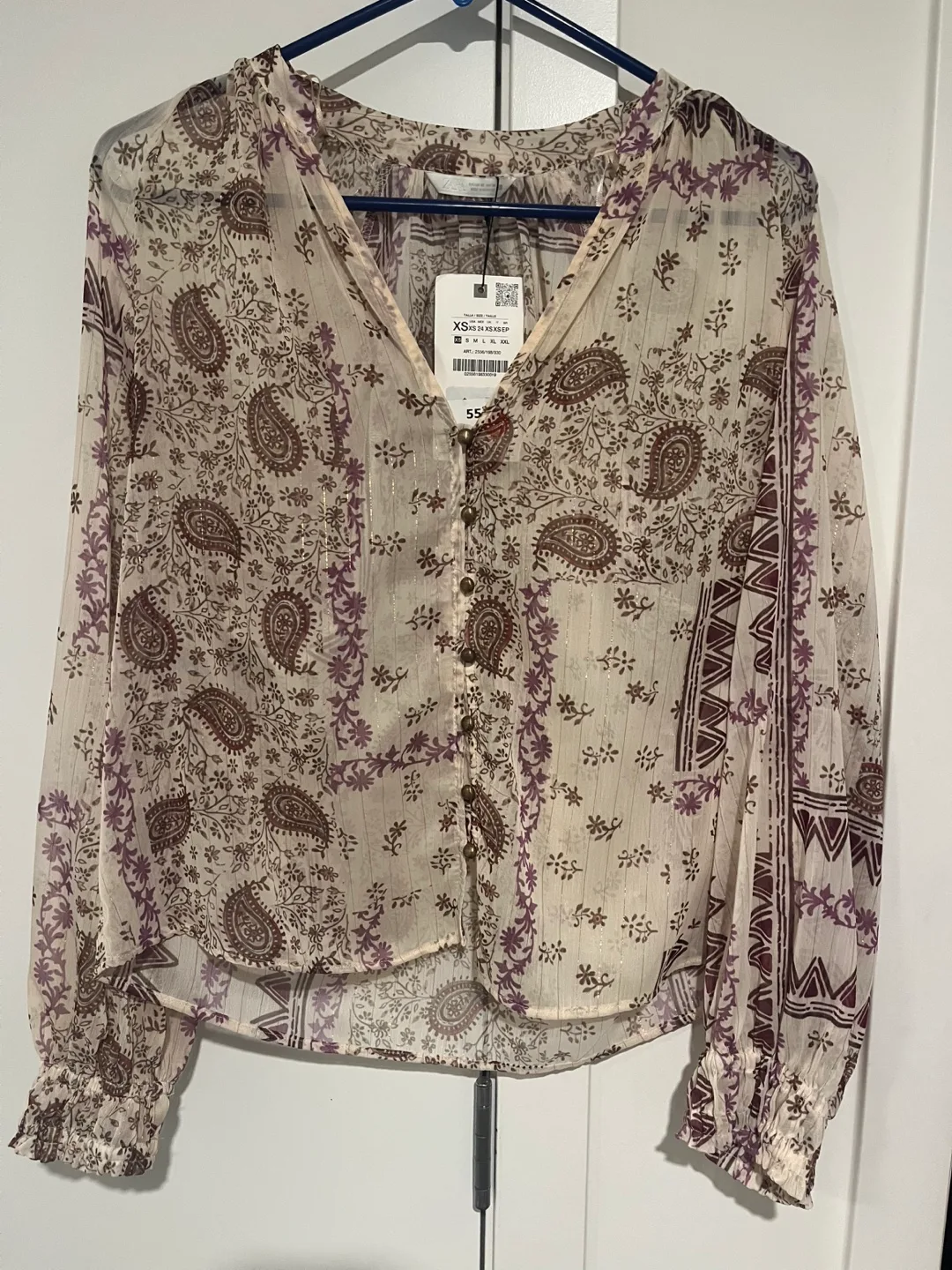 Zara Paisley Blouse - Size XS thumbnail