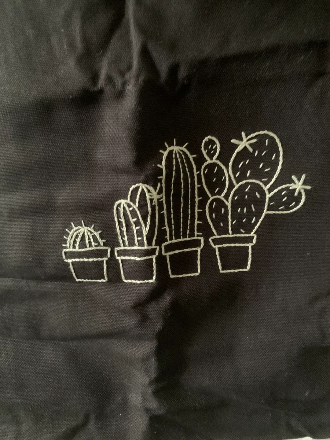 Black Cactus Print Tote Bag image indicator(3)