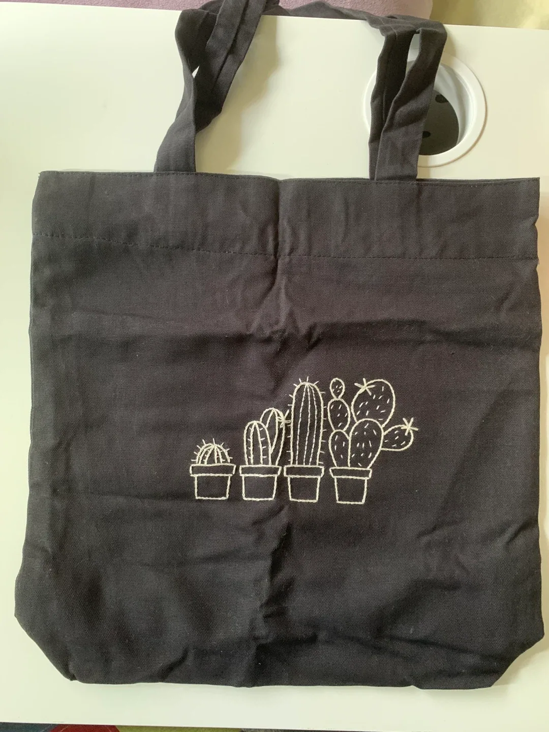 Black Cactus Print Tote Bag thumbnail