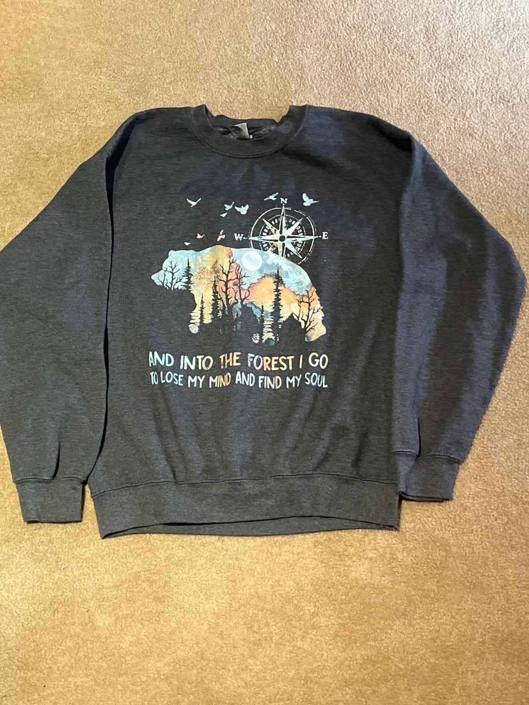 Custom Dark Grey Crewneck Sweatshirt with Bear Design thumbnail