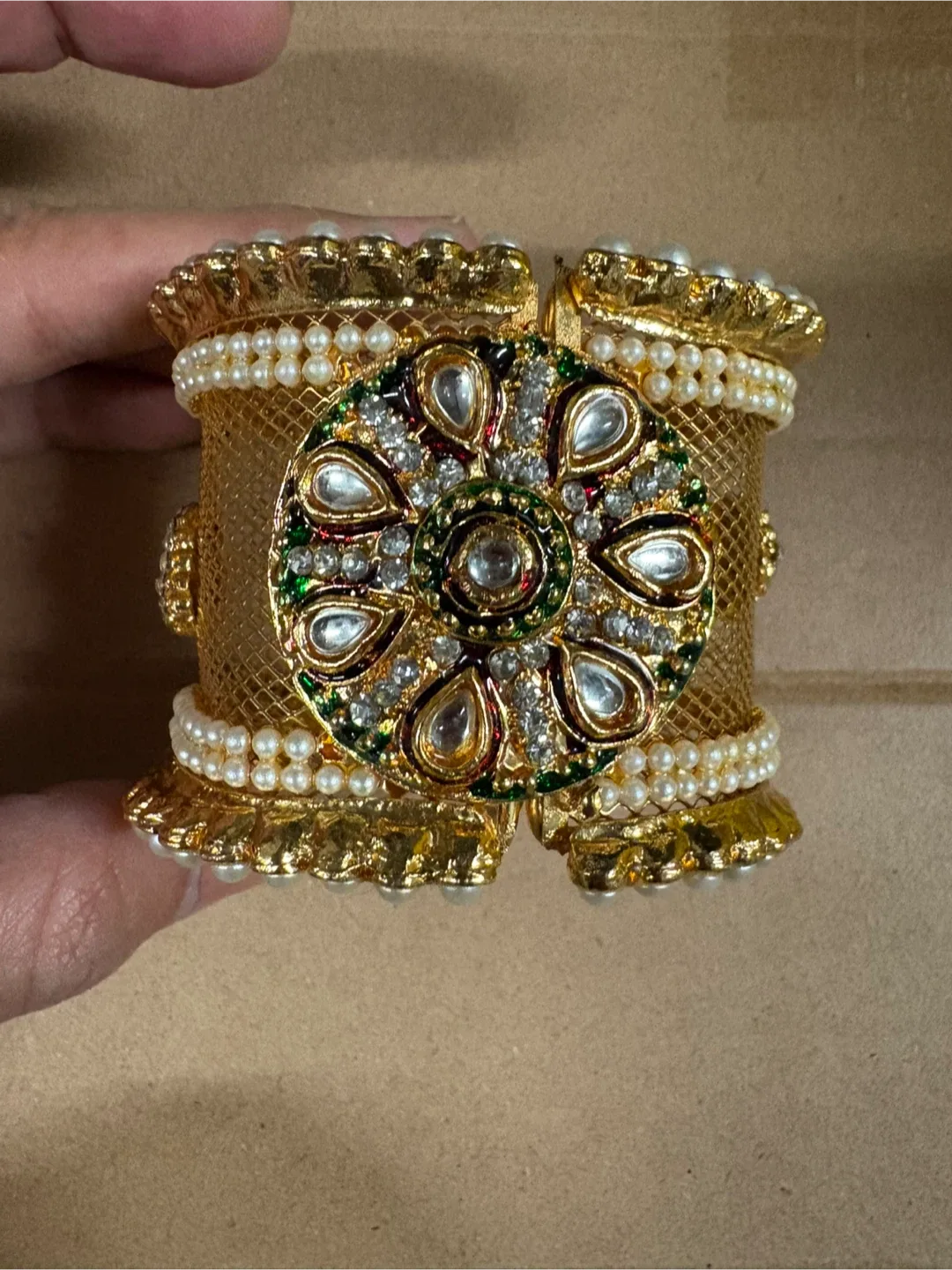 Gold-tone embellished bangle set thumbnail
