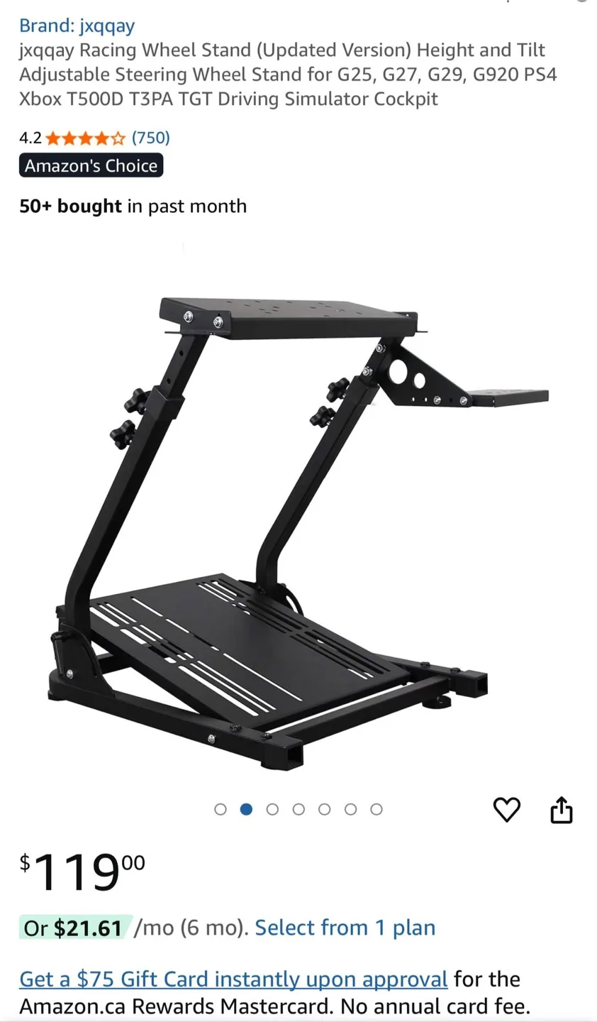 jxqqay Racing Wheel Stand - Height & Tilt Adjustable thumbnail