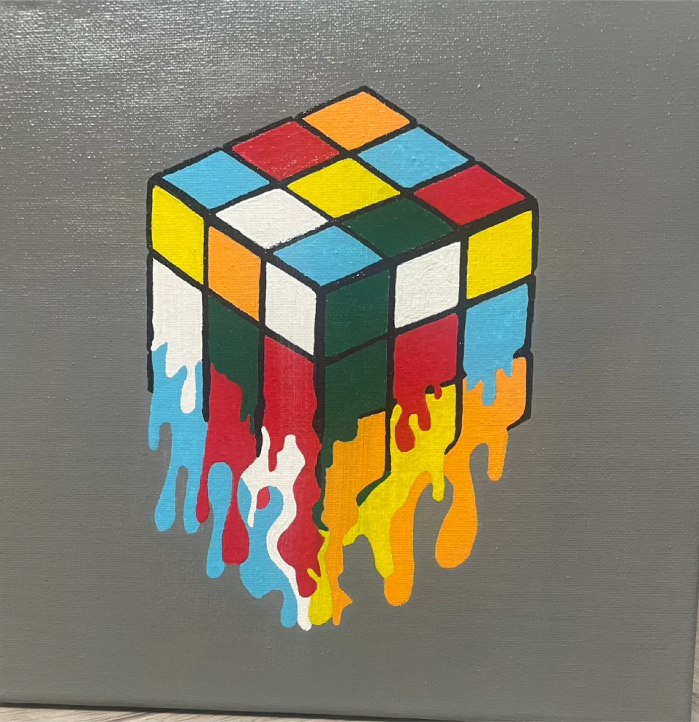 Rubik's Cube Melt Painting