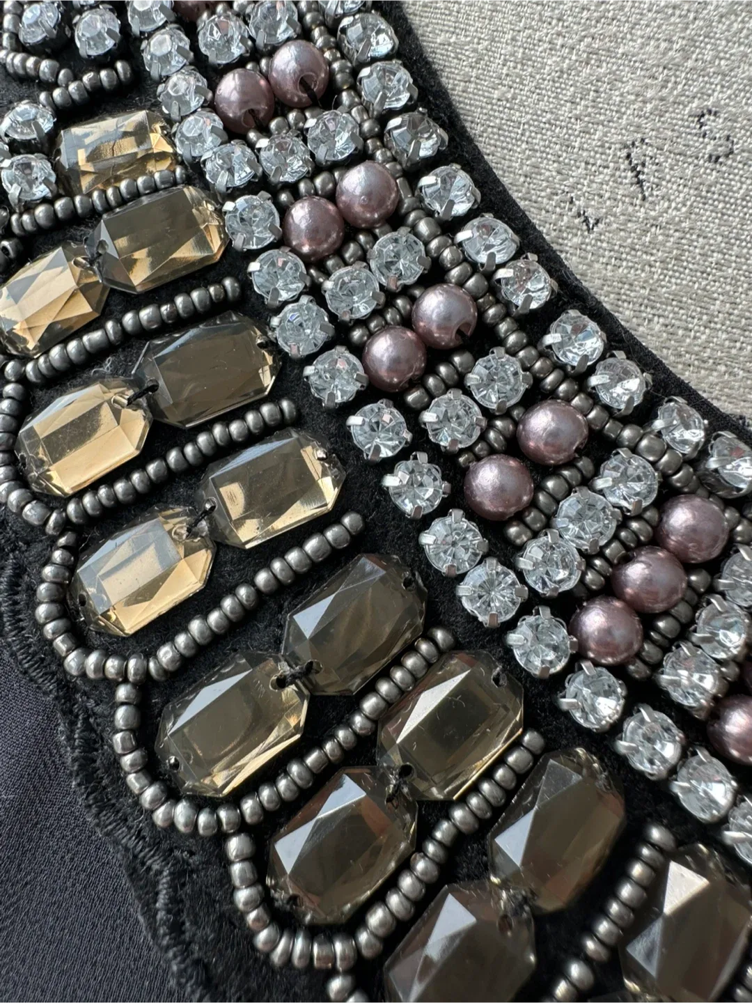 Black Sleeveless Dress with Embellished Neckline image indicator(5)