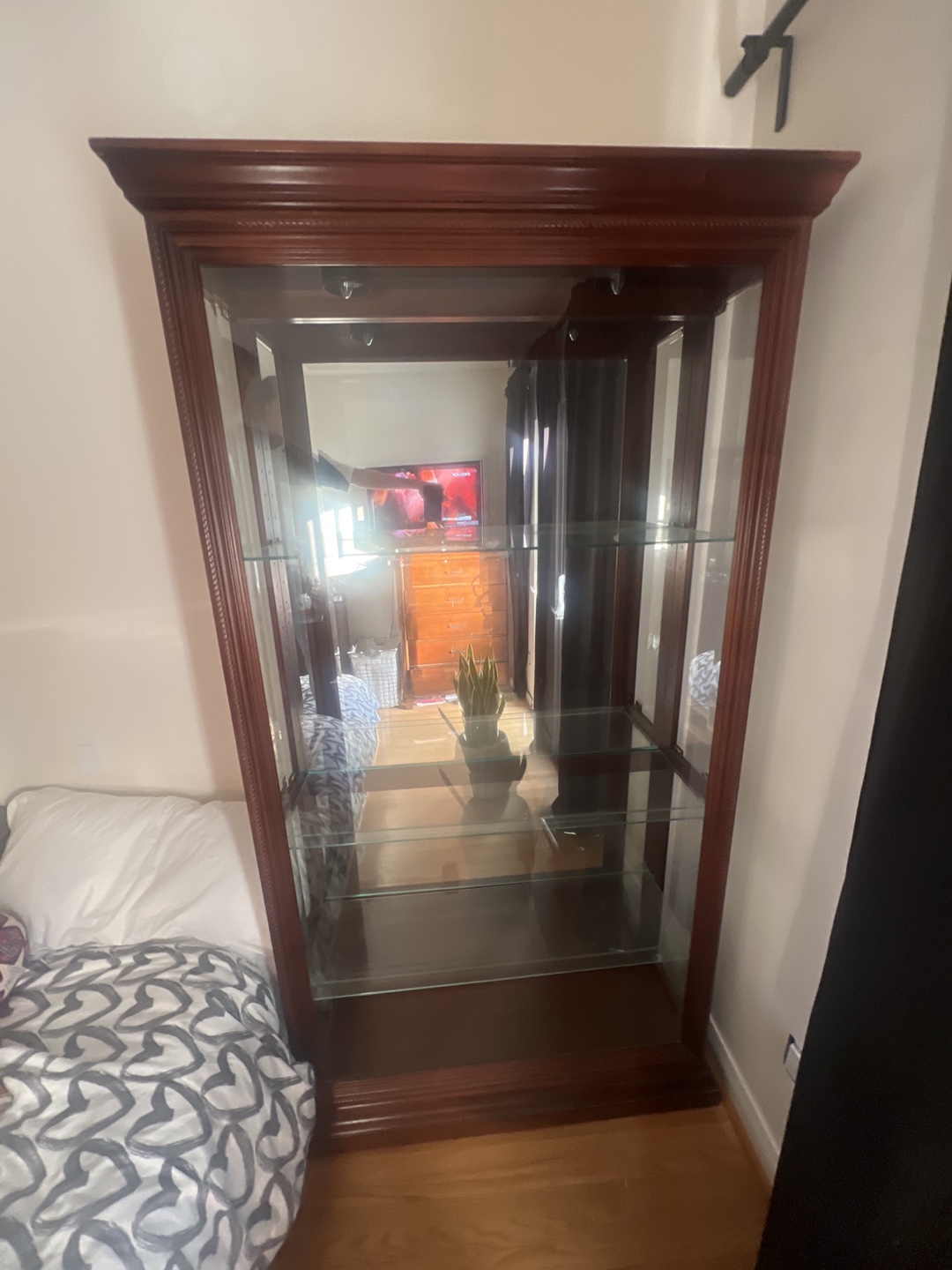 Wooden Display Cabinet with Glass Shelves - photo 2
