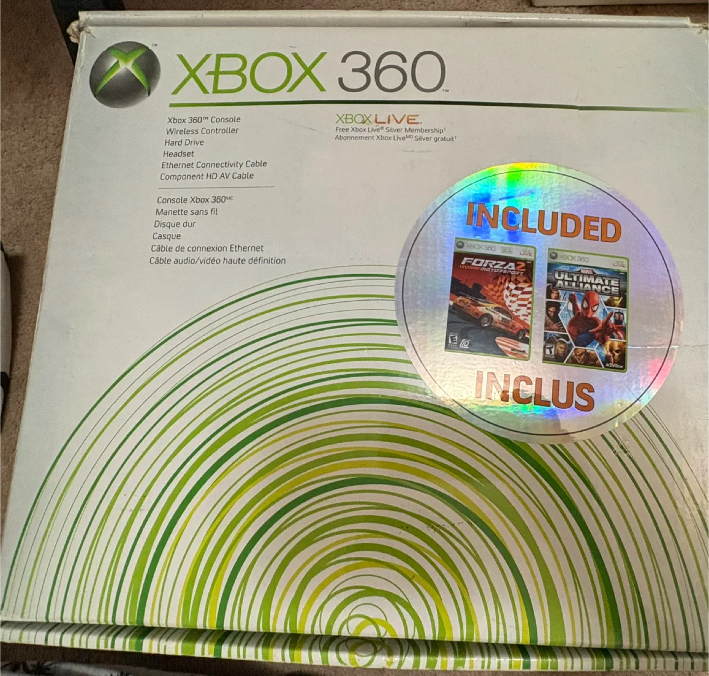 White Xbox 360 with Two Controllers thumbnail