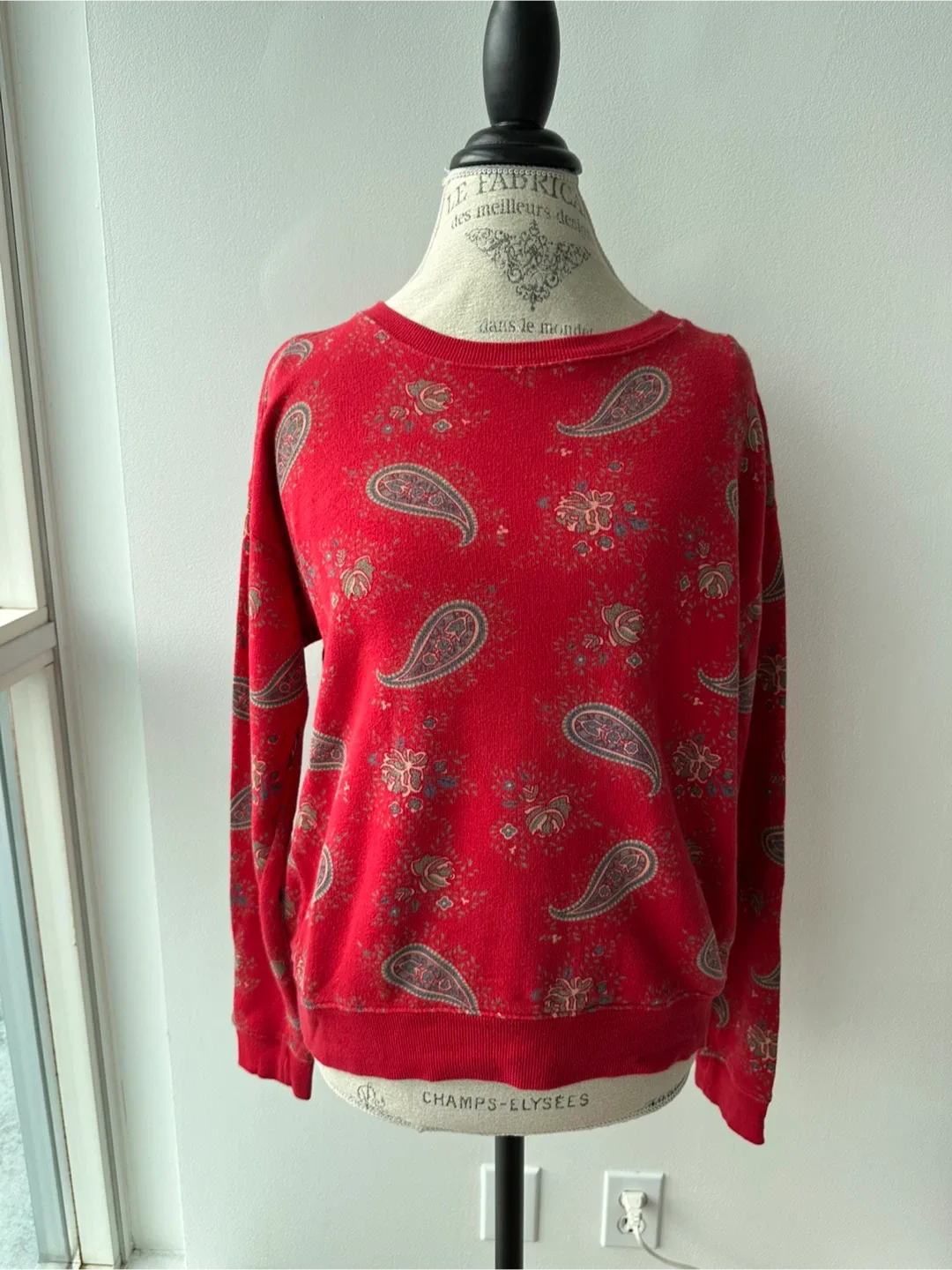 Red Paisley Patterned Sweatshirt thumbnail