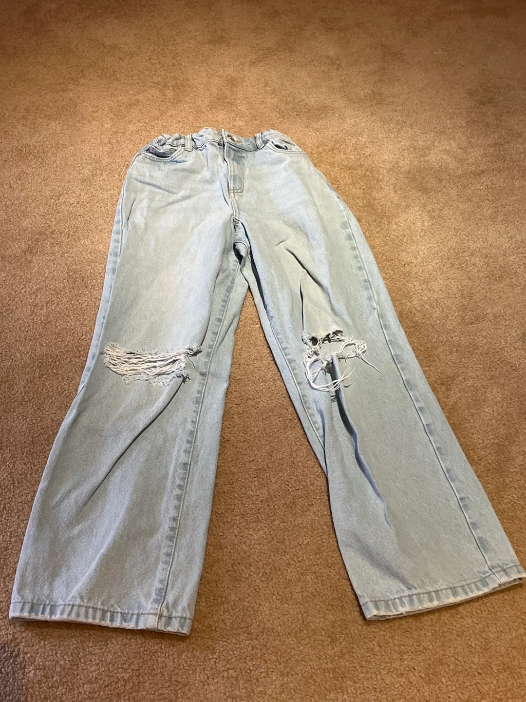 Ripped Wide Leg Jeans - Light Wash thumbnail