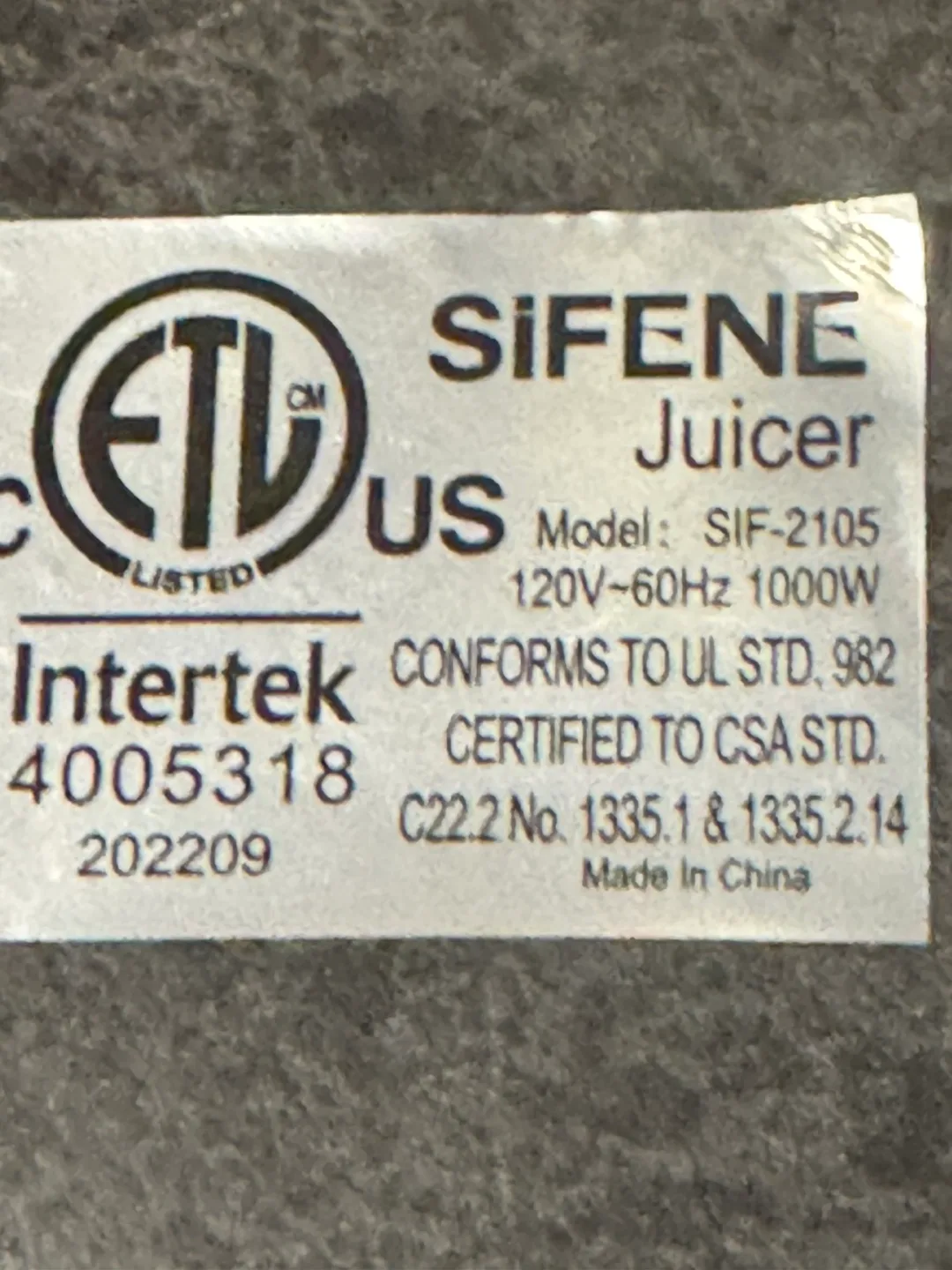 SIFENE Juicer SIF-2105 🥕 thumbnail