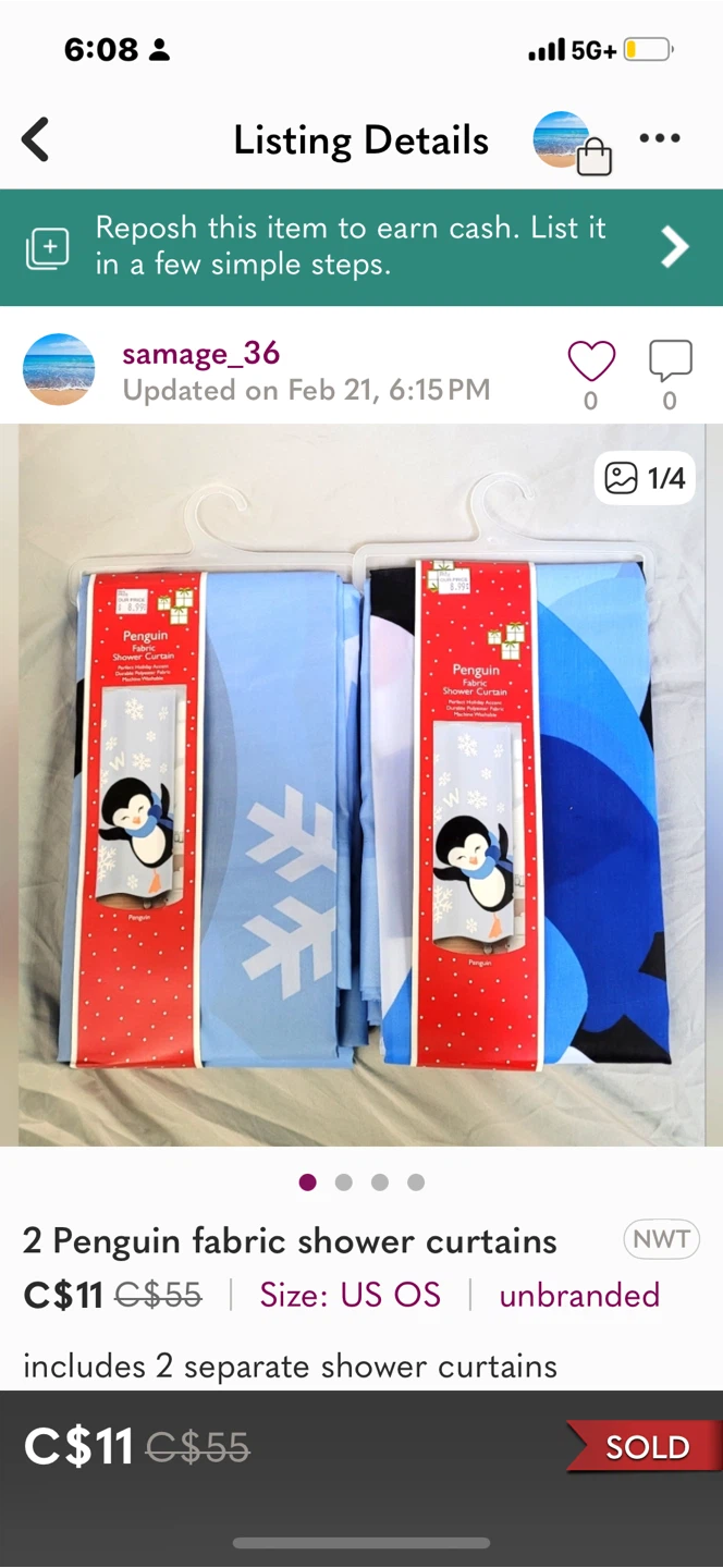 Penguin Fabric Shower Curtains (2)