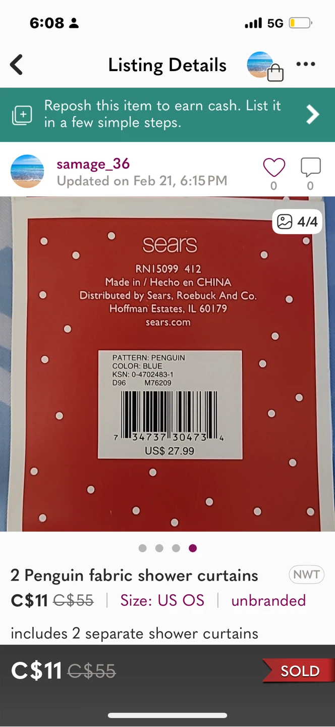 Penguin Fabric Shower Curtains (2) - photo 5