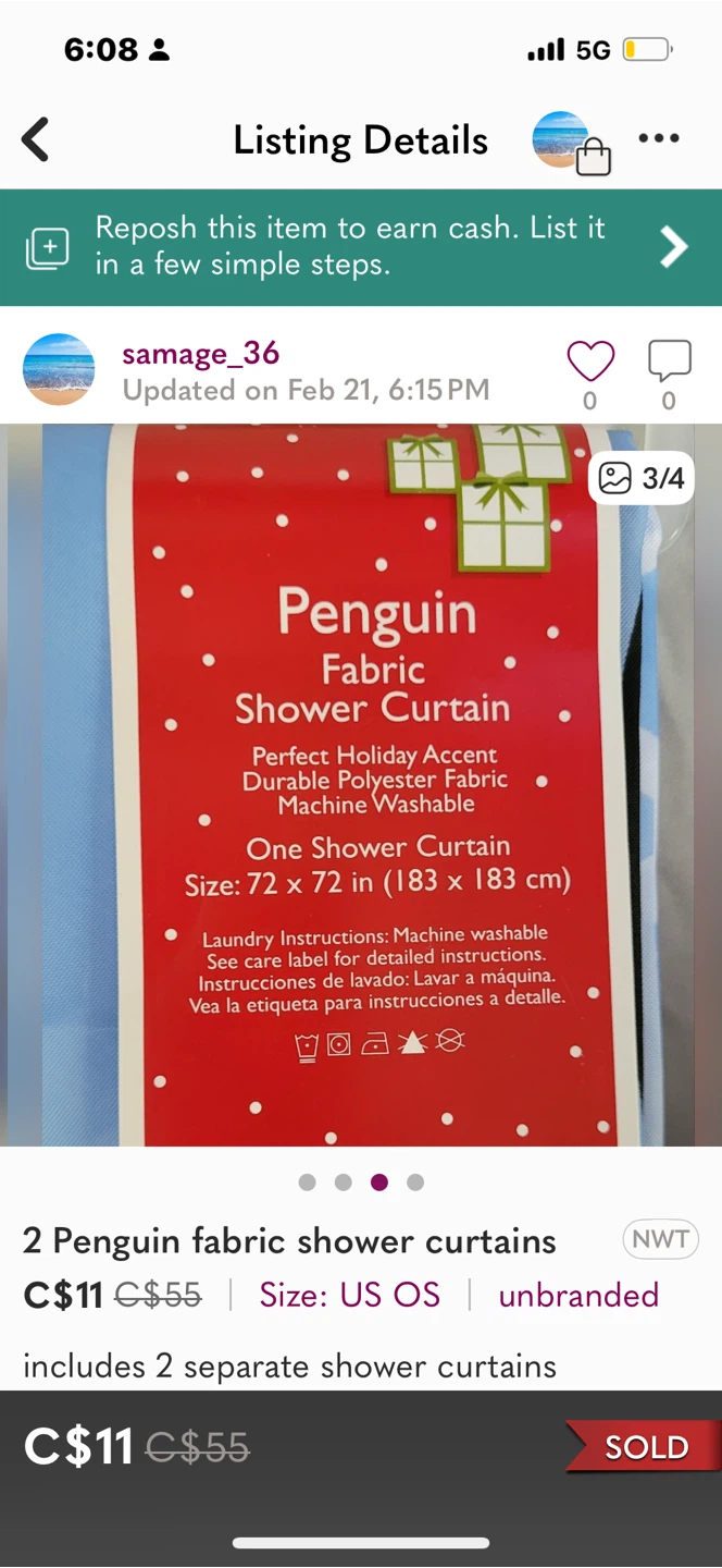 Penguin Fabric Shower Curtains (2) - photo 4