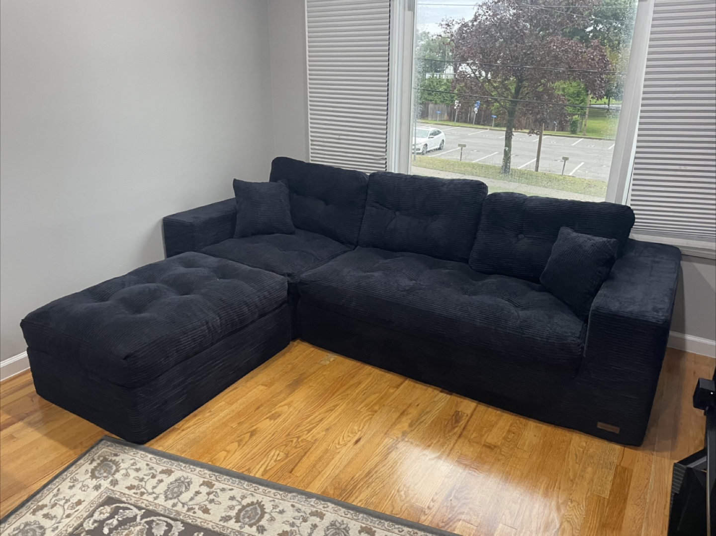 Black Corduroy Sectional Sofa - photo 5