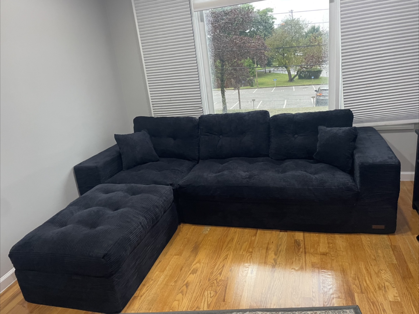 Black Corduroy Sectional Sofa - photo 4
